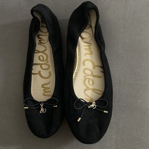 Sam Edelman Felicia black Suede Slip on Rounded Closed Toe Flexible Ballet Flats